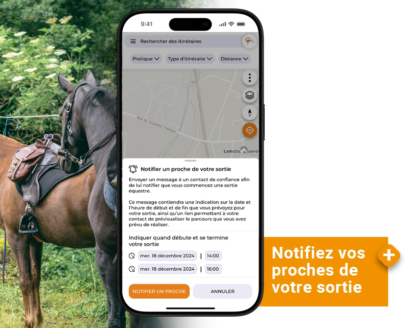 Application GeoCheval Premium - Notifiez vos proches de votre sortie équestre