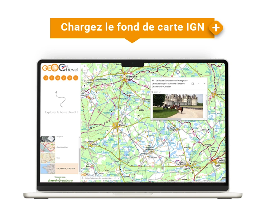 Carte interactive GeoCheval Premium - Fond de carte IGN