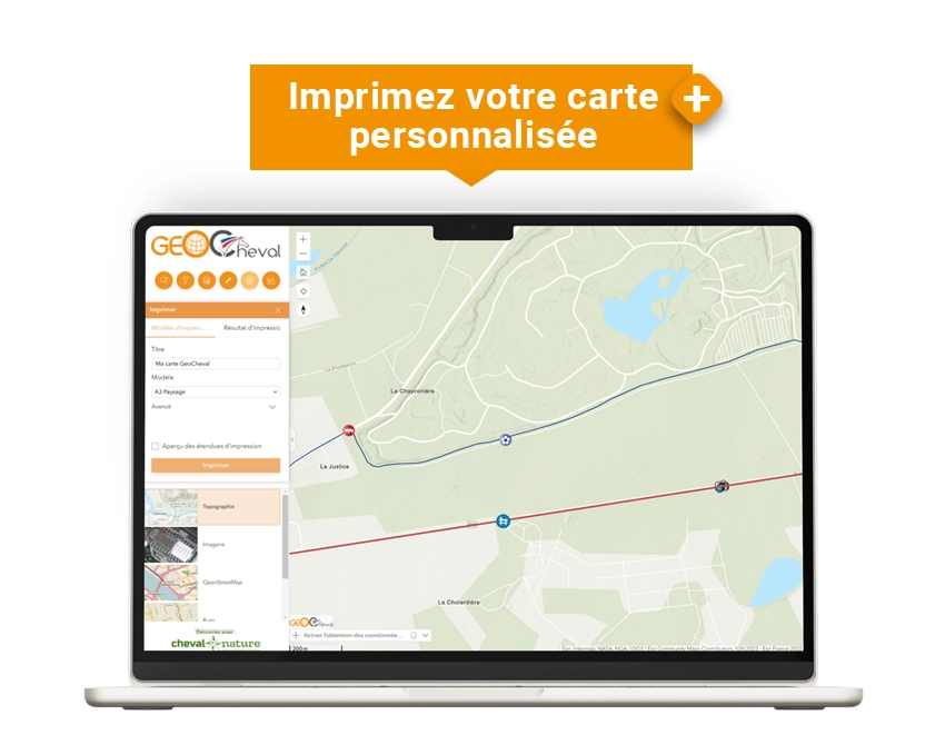 Carte interactive GeoCheval Premium - Imprimez votre carte personnalisée